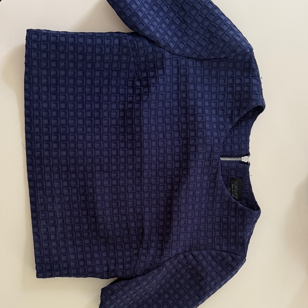 Topshop Dark Blue Textured Blouse